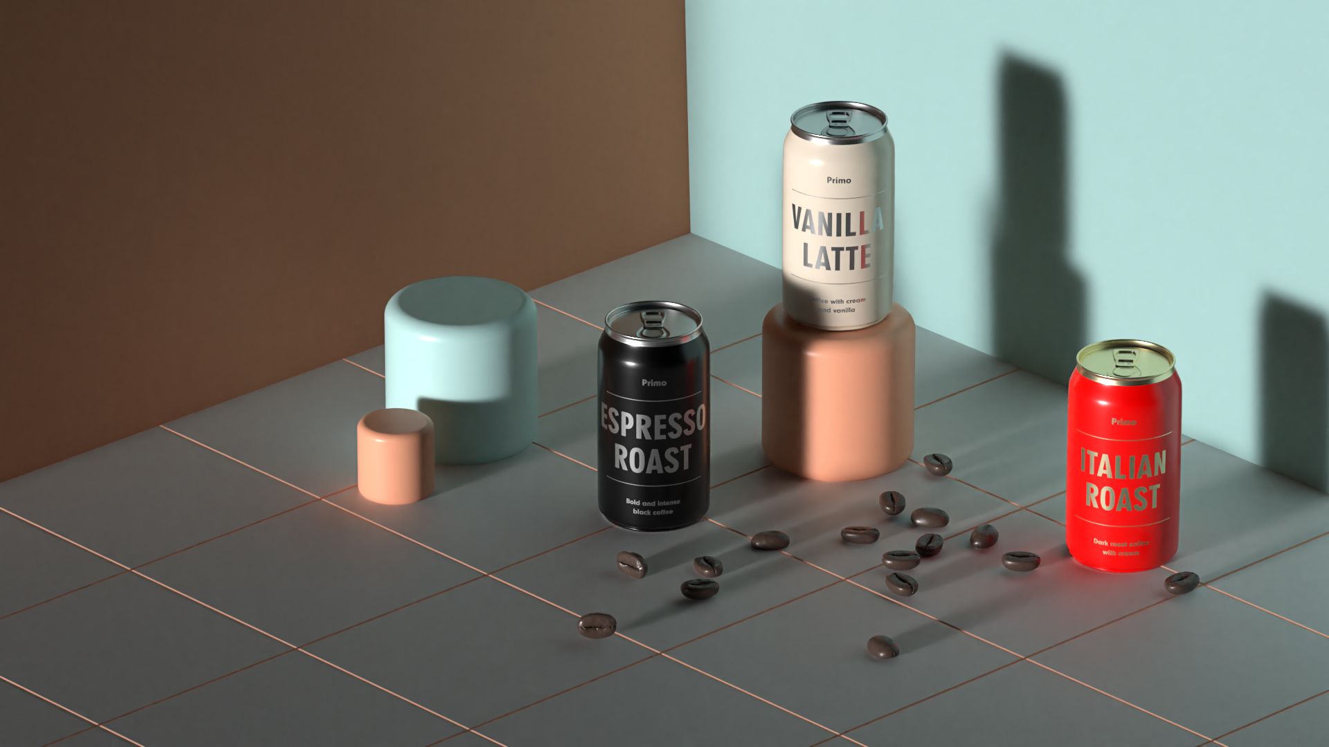 3D renderings of packaging design using Adobe Dimension